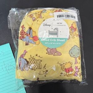 Little Sleepies Disney Yellow Winnie the Pooh Crib Sheet NIB